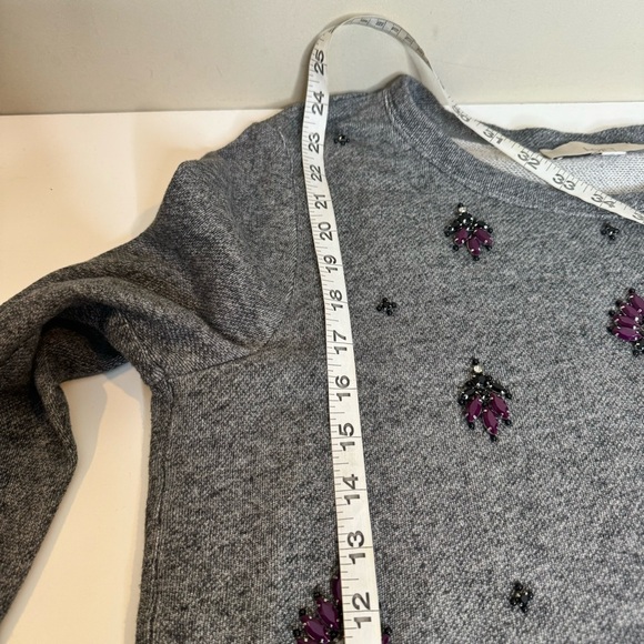 Loft Heather Charcoal Grey Jeweled Sweatshirt - Picture 6 of 7